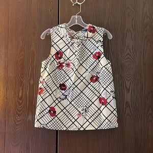 ModCloth sleeveless white blouse with floral pattern. Size Medium